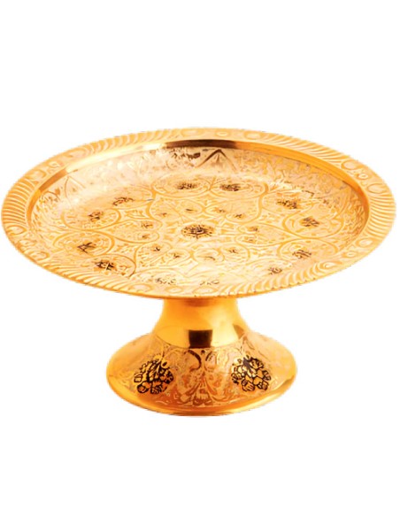 minakari art pedestal white serving dish