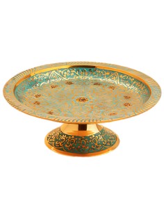minakari art pedestal black serving dish 2