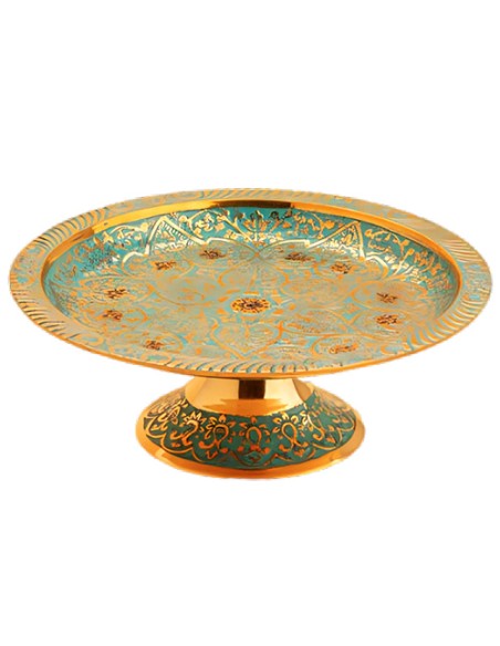 minakari art pedestal blue serving dish