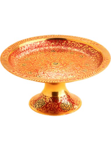 minakari art pedestal red serving dish