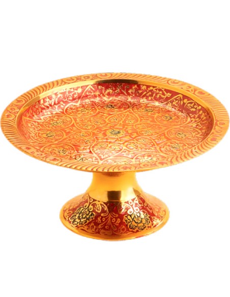 minakari art pedestal red serving dish