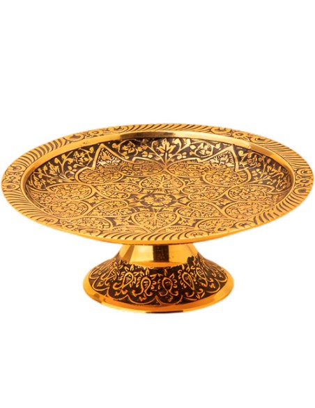 minakari art pedestal black serving dish