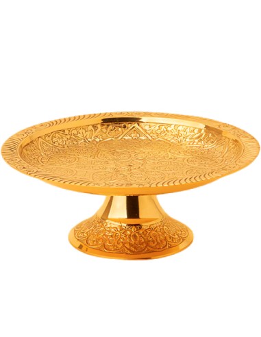 minakari art pedestal golden serving dish