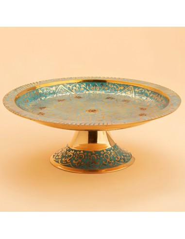 minakari art pedestal turquoise serving dish