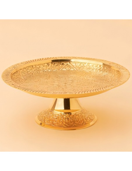 minakari art pedestal yellow serving dish