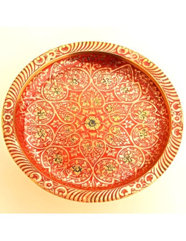 minakari art pedestal red serving platter