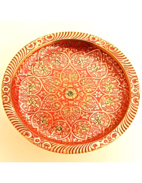 minakari art pedestal red serving platter