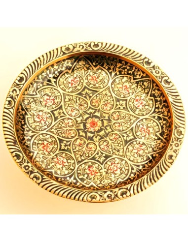 minakari art pedestal black serving platter