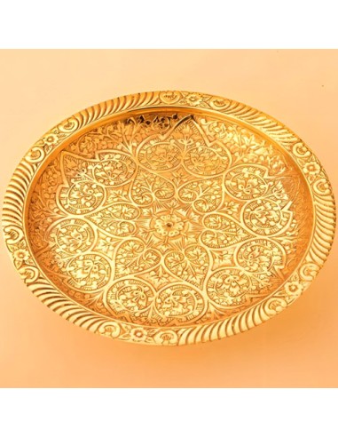 minakari art pedestal gold serving platter