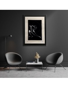 Black and White Wall Art a Kissing Dancing Couple Painting 2