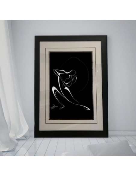 Black and White Wall Art a Kissing Dancing Couple Painting in Design