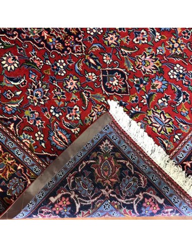 Kashan 4x7 Handmade Wool Red and Blue Rug RC-1897 - Back View