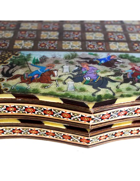 chess set khatamkari and Persian miniature painting