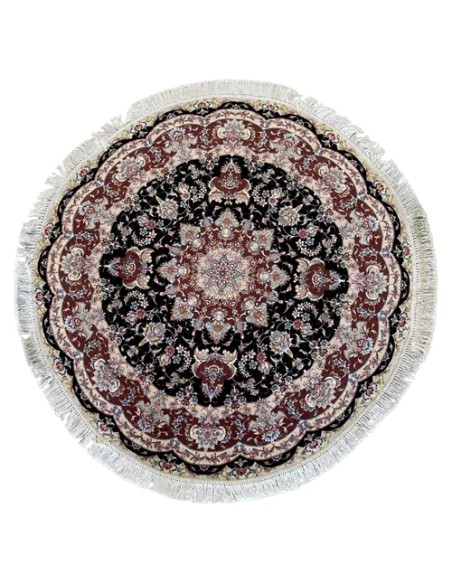 Tabriz Wool and Silk Multicolor Round Rug RC-1903 - Full View
