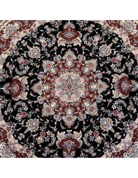 Tabriz Wool and Silk Multicolor Round Rug RC-1903 - Center View
