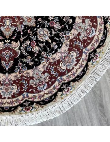 Tabriz Wool and Silk Multicolor Round Rug RC-1903 - Edge View