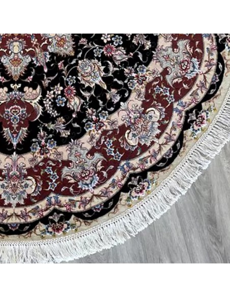Tabriz Wool and Silk Multicolor Round Rug RC-1903 - Edge View