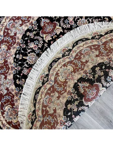 Tabriz Wool and Silk Multicolor Round Rug RC-1903 - Back View