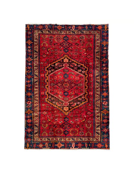 Zanjan 4x7 Handmade Red Vintage Rug RC-1913 - full view Zanjan 4x7 Handmade Red Vintage Rug RC-1913 - full view