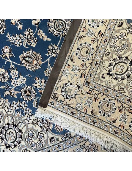 Nain 4x7 Handmade Blue and White Rug RC-1916 - Back View