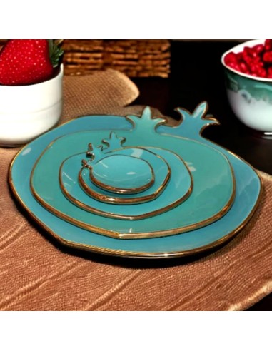 turquoise blue handmade platter set