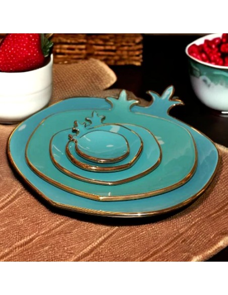 turquoise blue handmade platter set