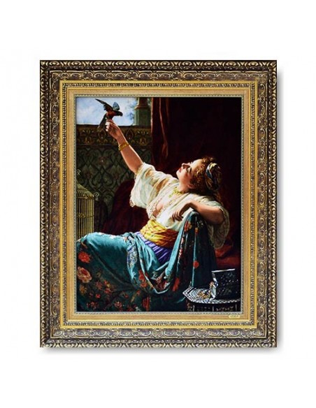 Hand-Woven Pictorial Carpet "Eastewrn Girl" Full View