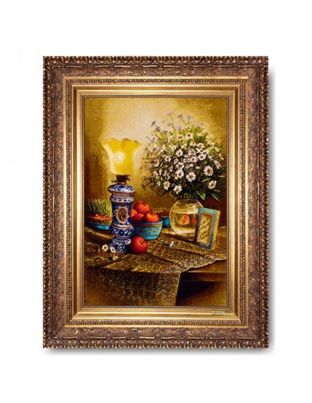 Hand-Woven Pictorial Carpet "Haft-Seen" Full View