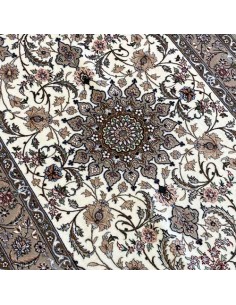 Isfahan 3x5 Grey and White Handmade Silk Rug - Full VIew 2