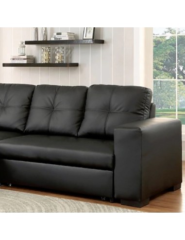 sectional black leatherette modern couch