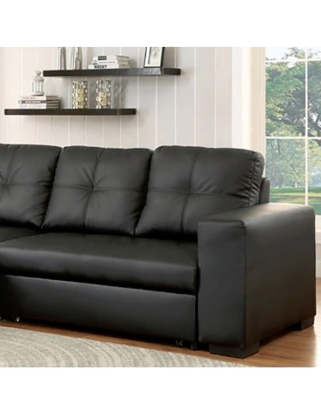 sectional black leatherette modern couch