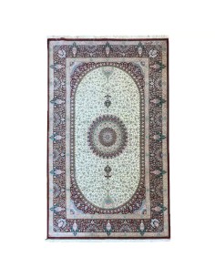 Qum 4x6 All Silk Red and White Rug RC-2040 Full View