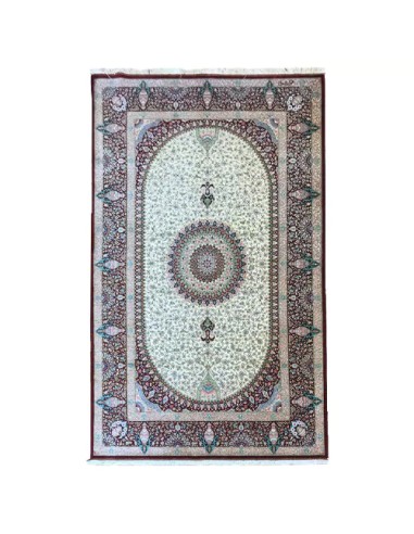 Qum 4x6 All Silk Red and White Rug RC-2040 Full View