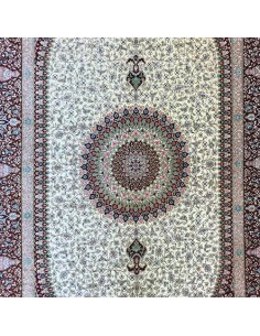 Qum 4x6 All Silk Red and White Rug RC-2040 Full View 2
