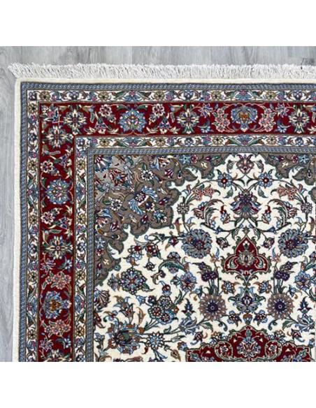 Handmade 3x5 Pure Silk Multicolor Qom Rug RC-2047 Corner View