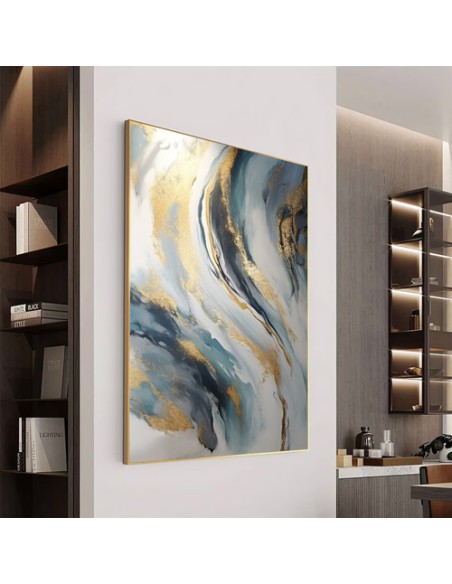 Golden & Blue Abstract Wall Painting