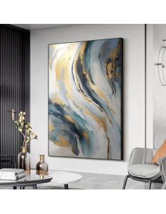 Gold & Blue Abstract Wall Painting AG-2050 2