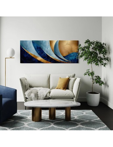 Blue Gold Abstract Wall Painting in Design