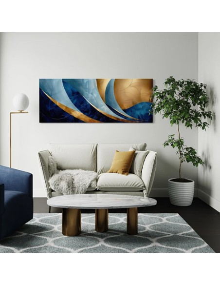 Blue Gold Abstract Wall Painting in Design