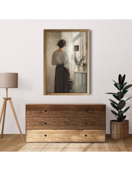 Woman Beside Window Canvas Painting in Design