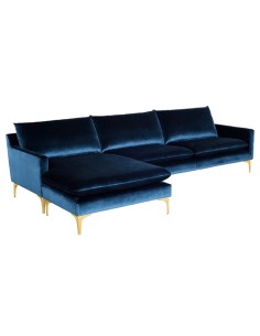 sectional modern couch in blue velvet 2