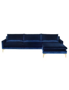 sectional modern couch in blue velvet