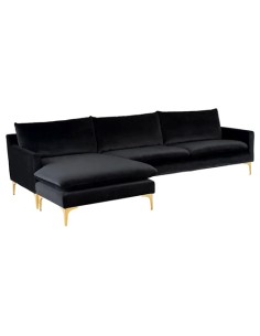 black velvet sectional modern couch 2