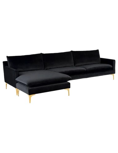 sectional modern couch in black velvet