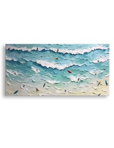 Surfers on Sea Wave Abstract Painting
