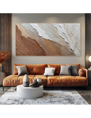Sea Waves Abstract Painting in Brown Decor