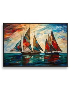 Sailboats at Sunset Abstract Art