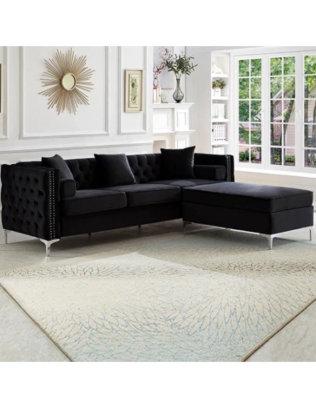 black modern sectional sofa set for sale