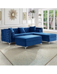 blue modern sectional sofa set