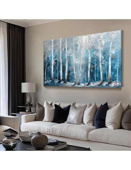 White Tree Abstract Wall Painting in Living Room